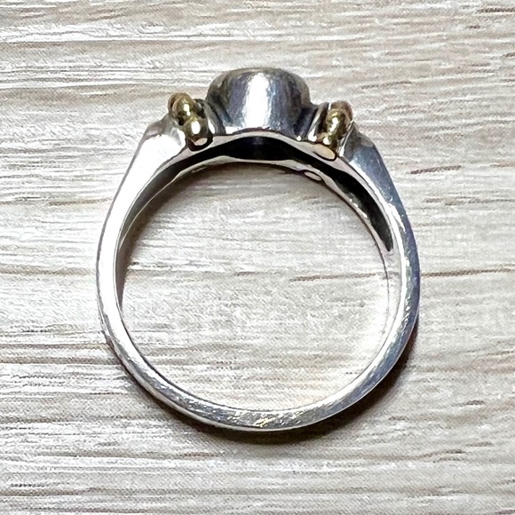 Vintage Designer LAGOS Sterling Silver & 18K Yellow Gold Amethyst Caviar Ring - Picture 6 of 9